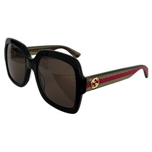 Gucci Square Sunglasses GG0036SN 002 Black/Green/Red 54mm